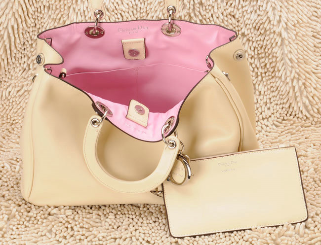 Christian Dior diorissimo nappa leather bag 0901 beige with silver hardware